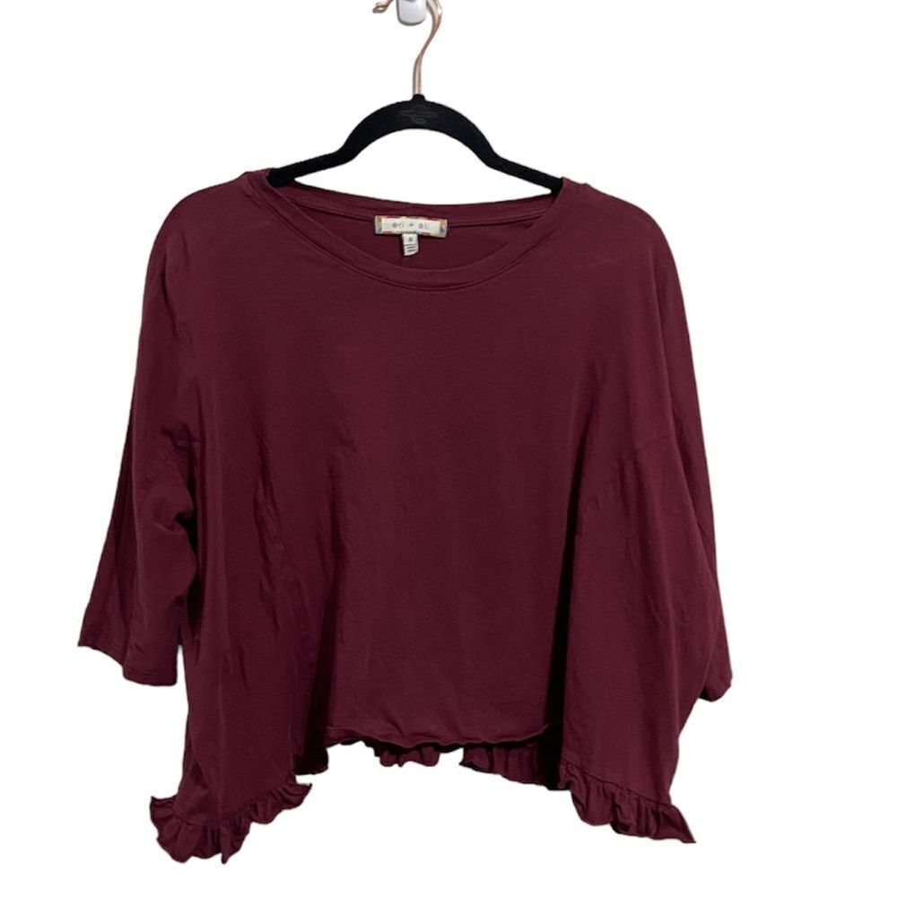 Anthropologie Eri + Ali Ruffle Hem Swing Top